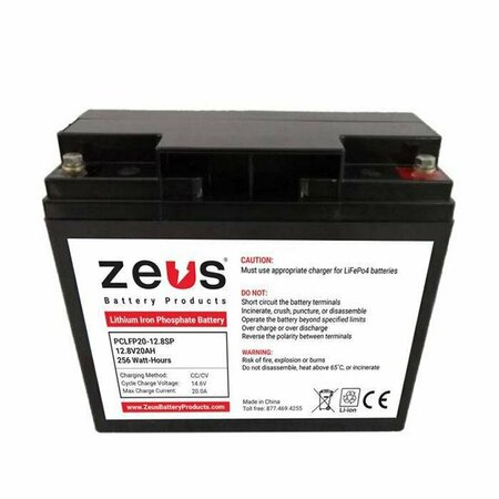 ZEUS BATTERY PRODUCTS 12V 20Ah Lfp Lithium Iron Phosphate PCLFP20-12.8SP